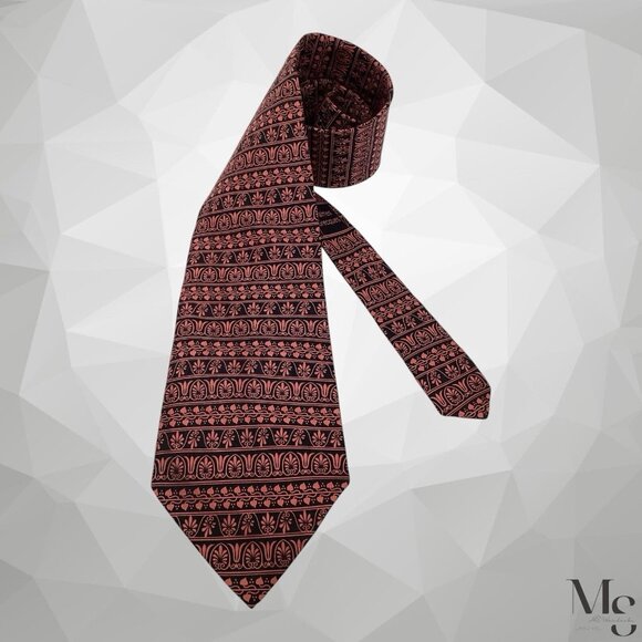 CEDRIC BROCHIER SOIERIES Palmes Grecques Print Silk Tie France W:3.9’’ EX CD